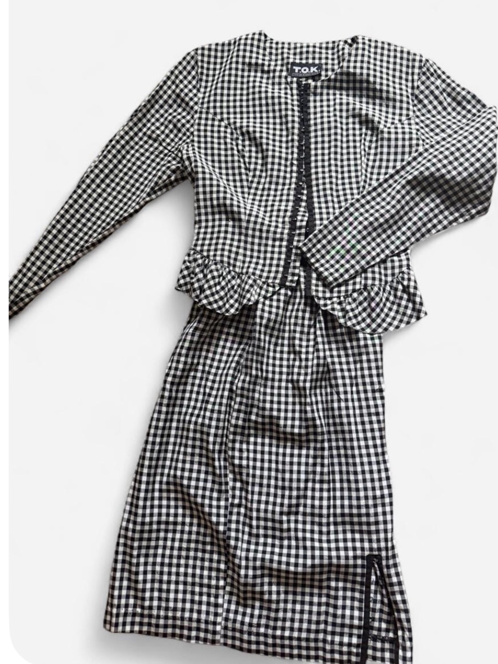 Vintage T.O.K. Black & White Gingham Set